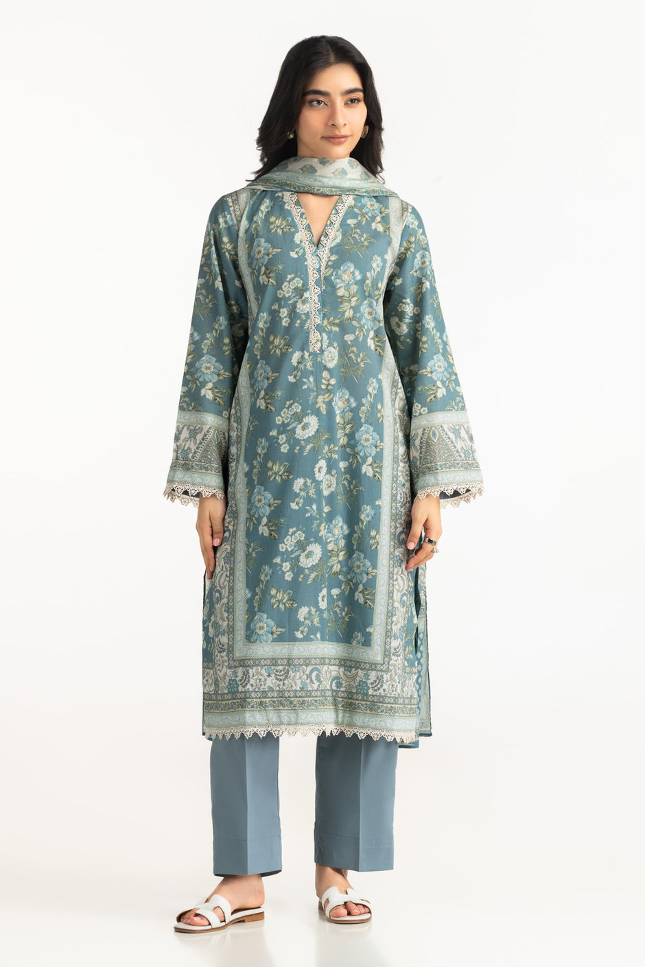 3PC Cross Hatch Printed Suit