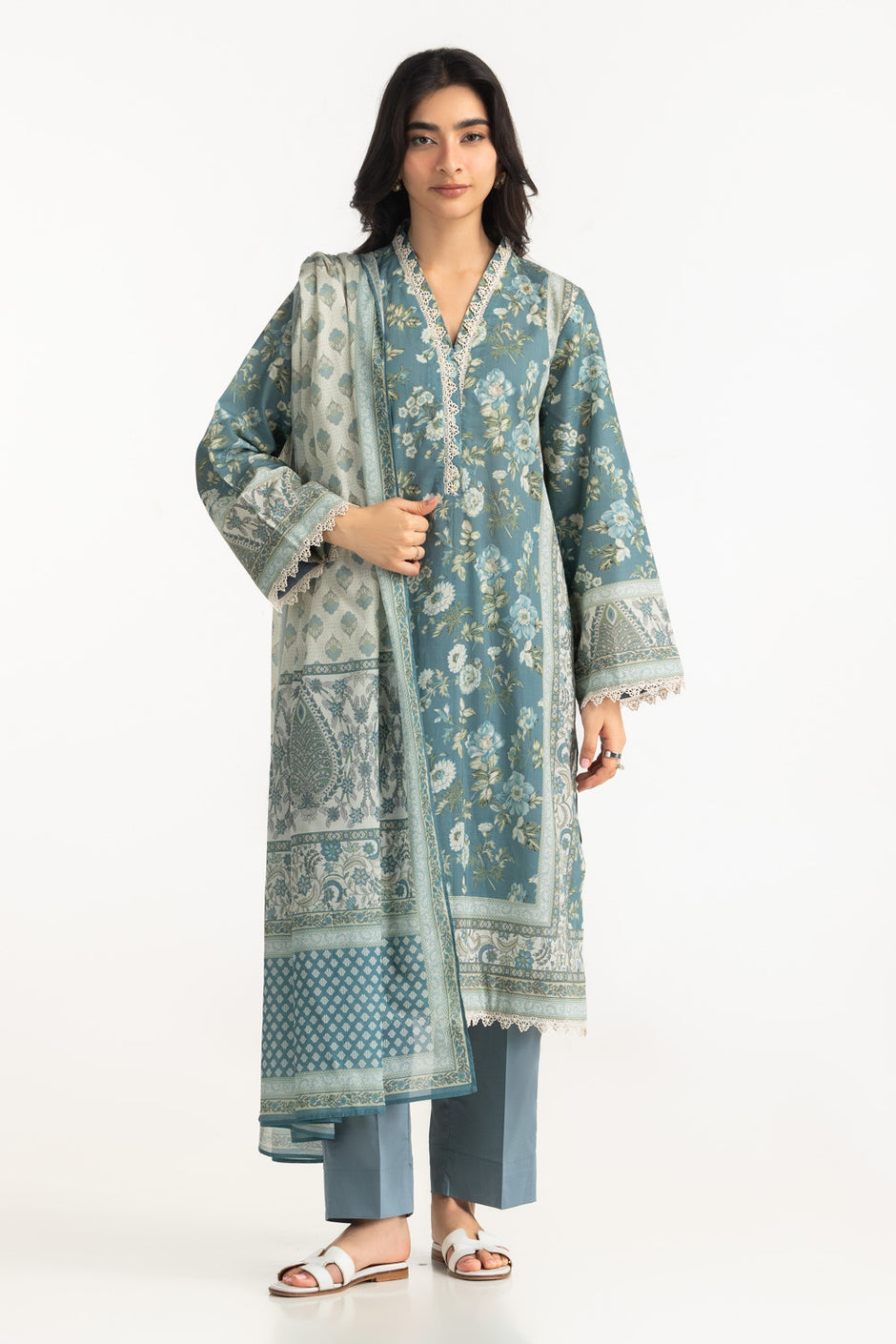 3PC Cross Hatch Printed Suit