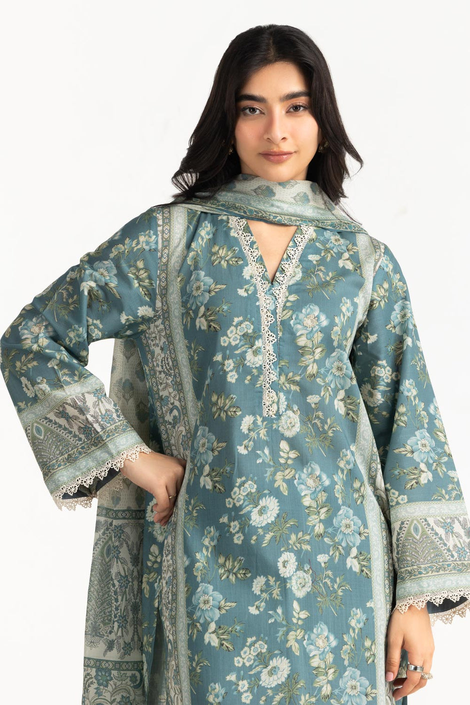 3PC Cross Hatch Printed Suit