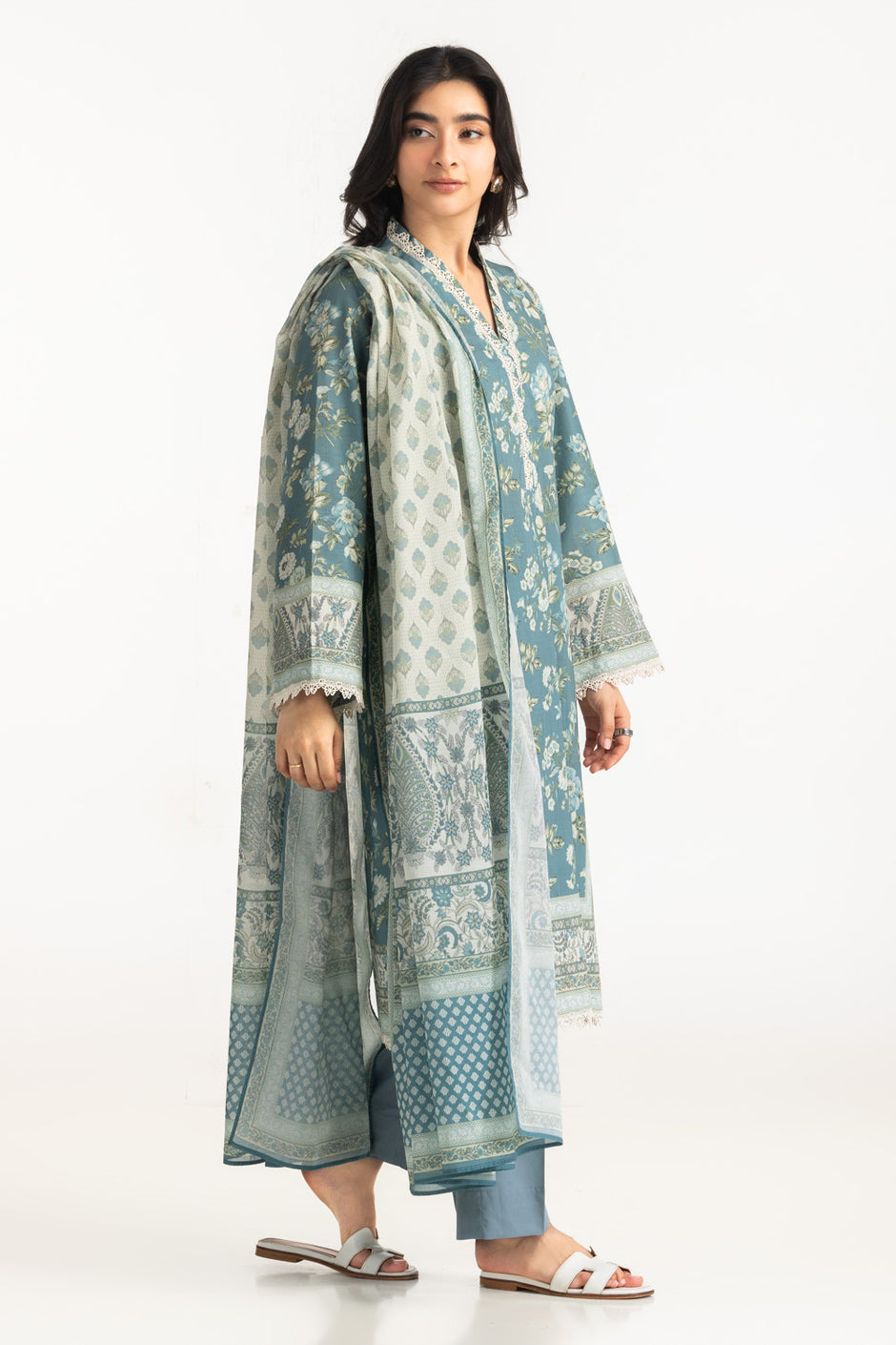 3PC Cross Hatch Printed Suit