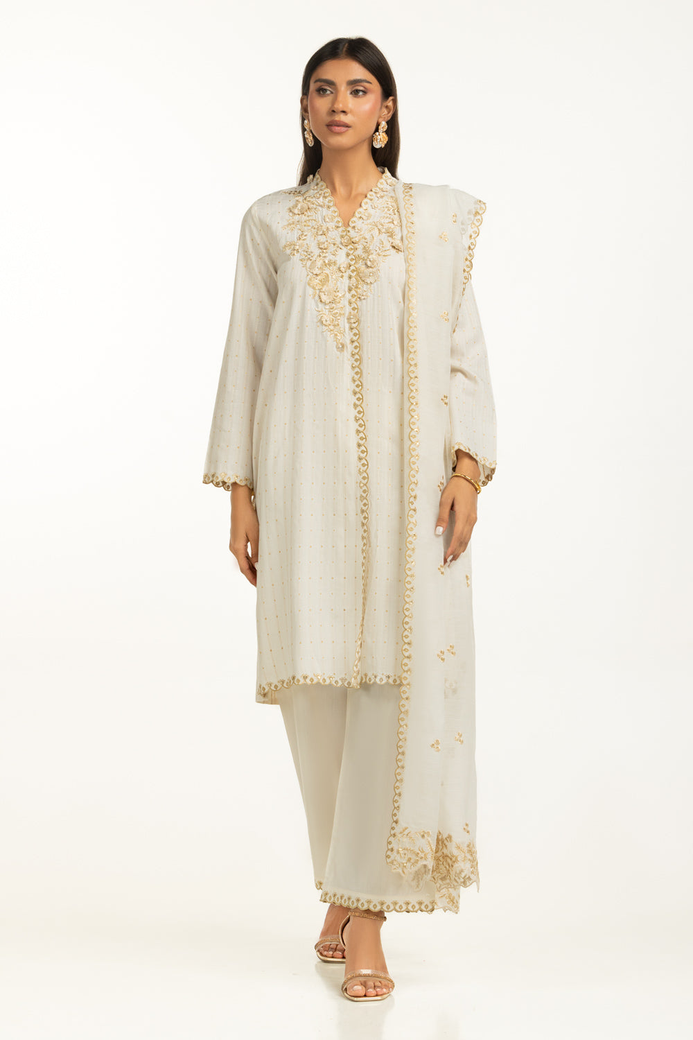 3PC Denier Jacquard Embroidered Suit IPSTD-44445