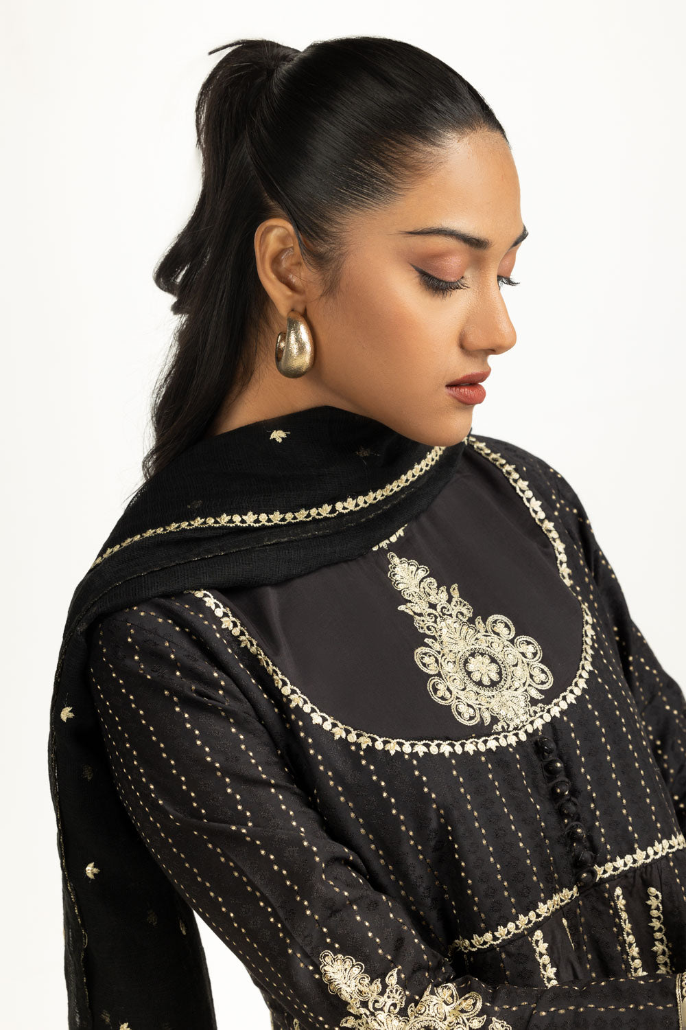 3PC Denier Jacquard Embroidered Suit