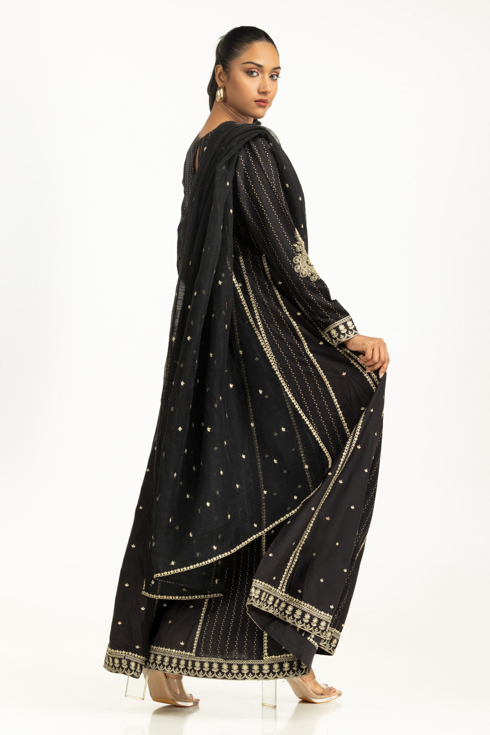 3PC Denier Jacquard Embroidered Suit