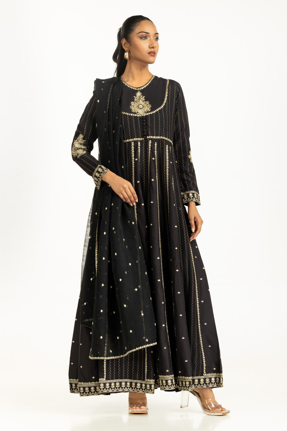 3PC Denier Jacquard Embroidered Suit