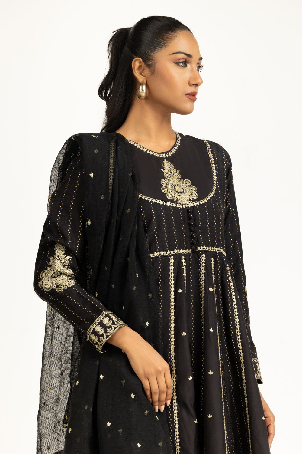 3PC Denier Jacquard Embroidered Suit