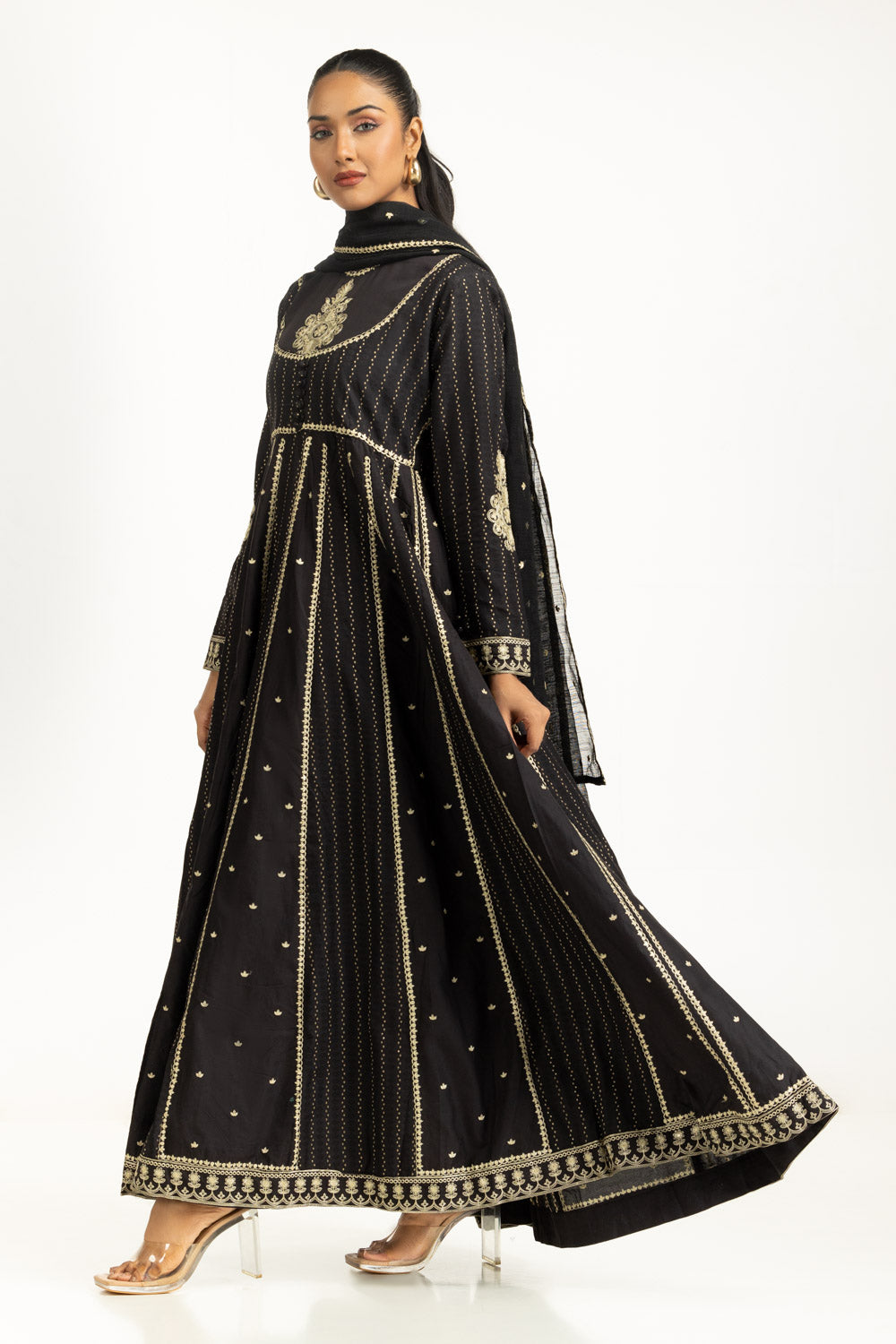 3PC Denier Jacquard Embroidered Suit