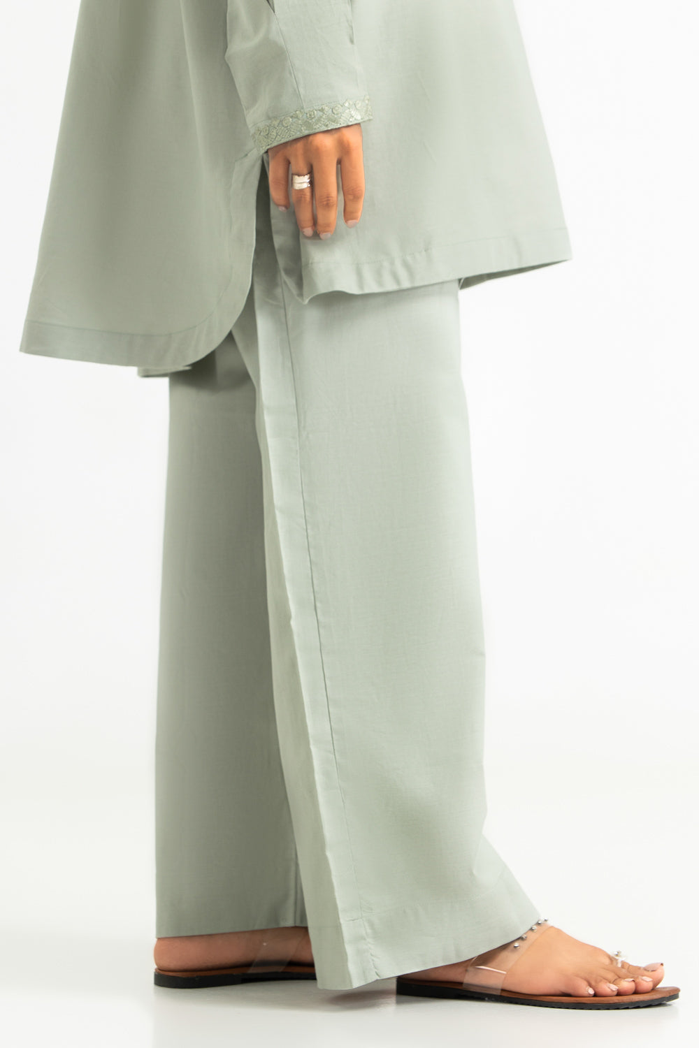 3PC Dobby Embroidered Suit With Scarf
