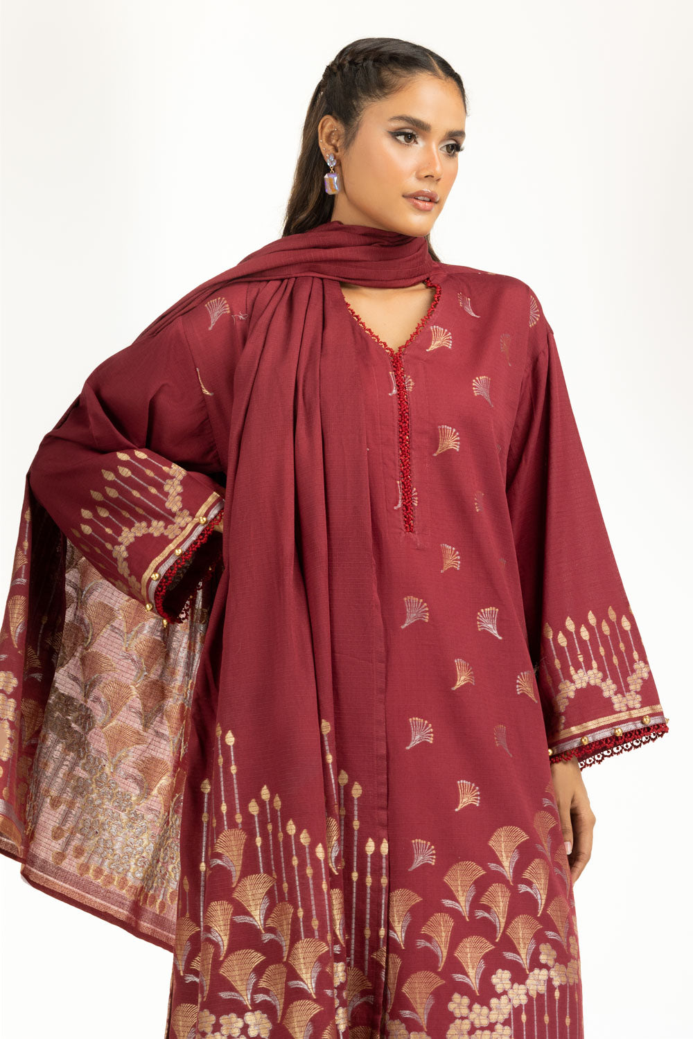 3PC Doria Lawn Jacquard Suit IUSTKSD-1083