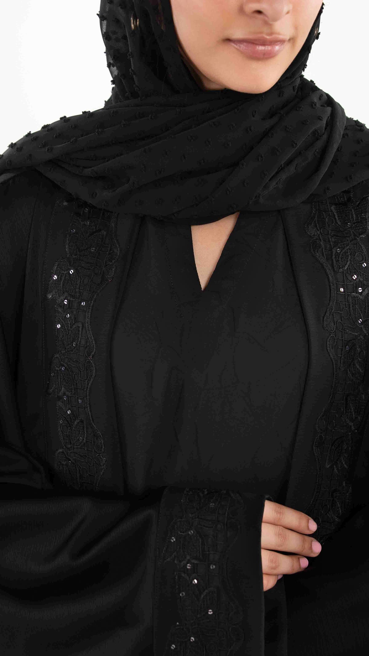3PC Georgette Embroidered Abaya