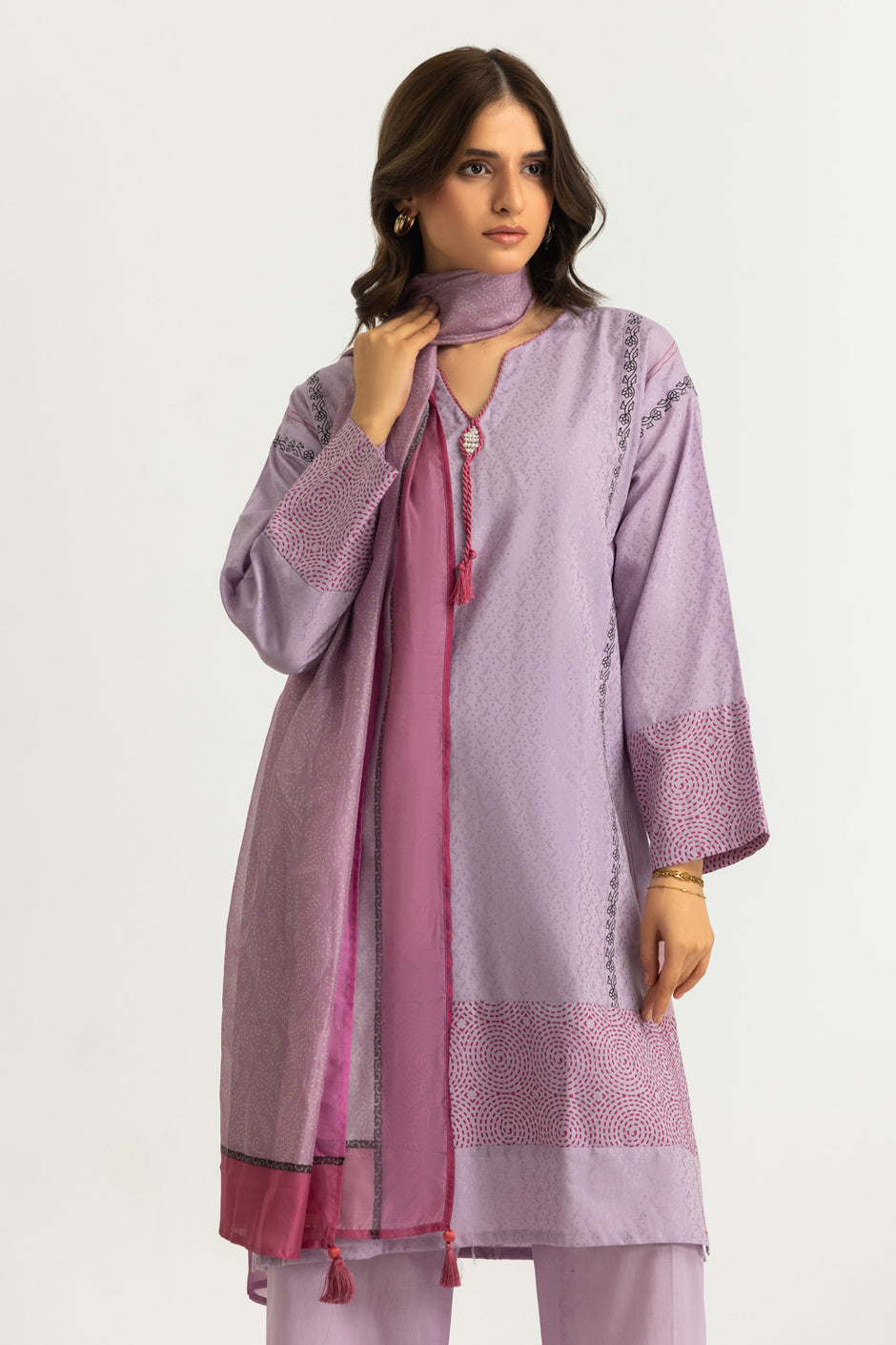 3PC Jacquard Block Printed Suit