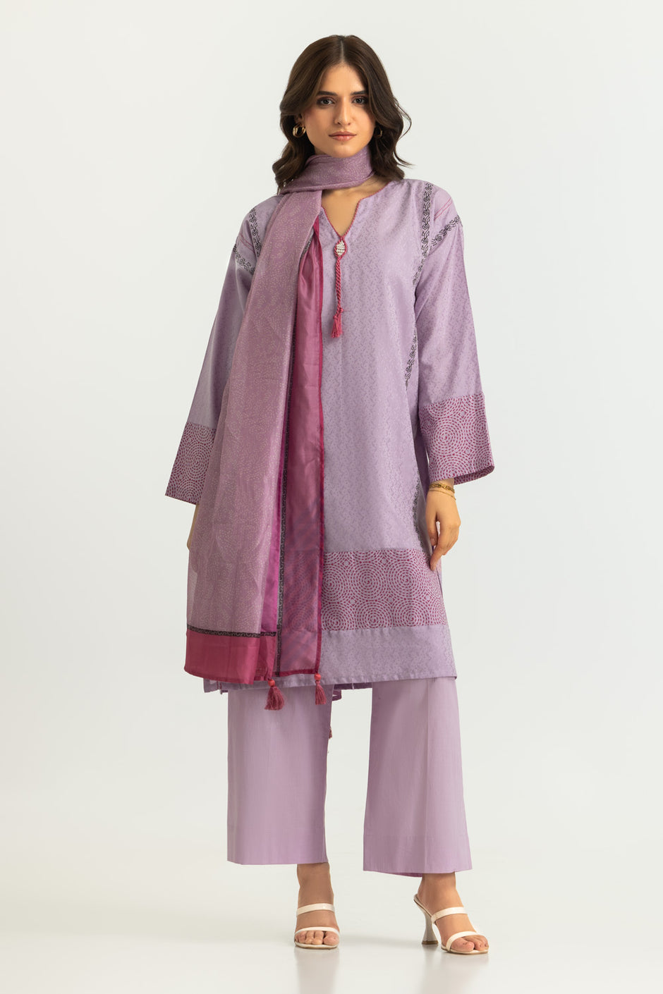 3PC Jacquard Block Printed Suit