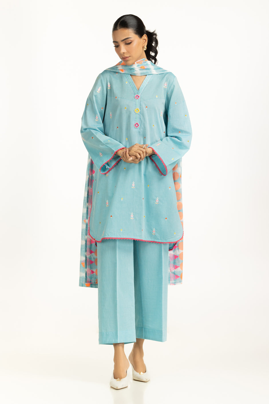 3PC Jacquard Embroidered Suit