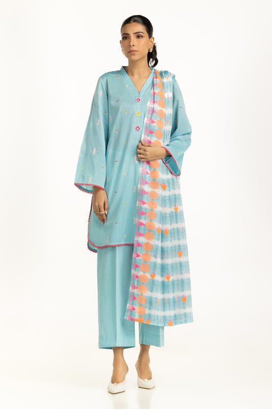 3PC Jacquard Embroidered Suit IUSTKSD-1244