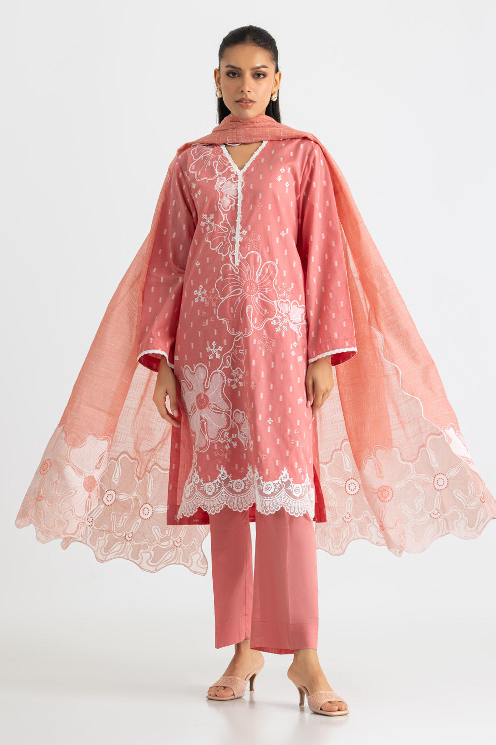 3PC Jacquard Embroidered Suit