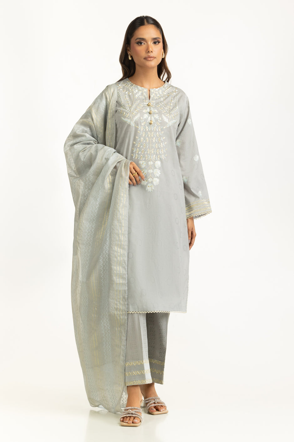 3PC Jacquard Suit With Embroidered