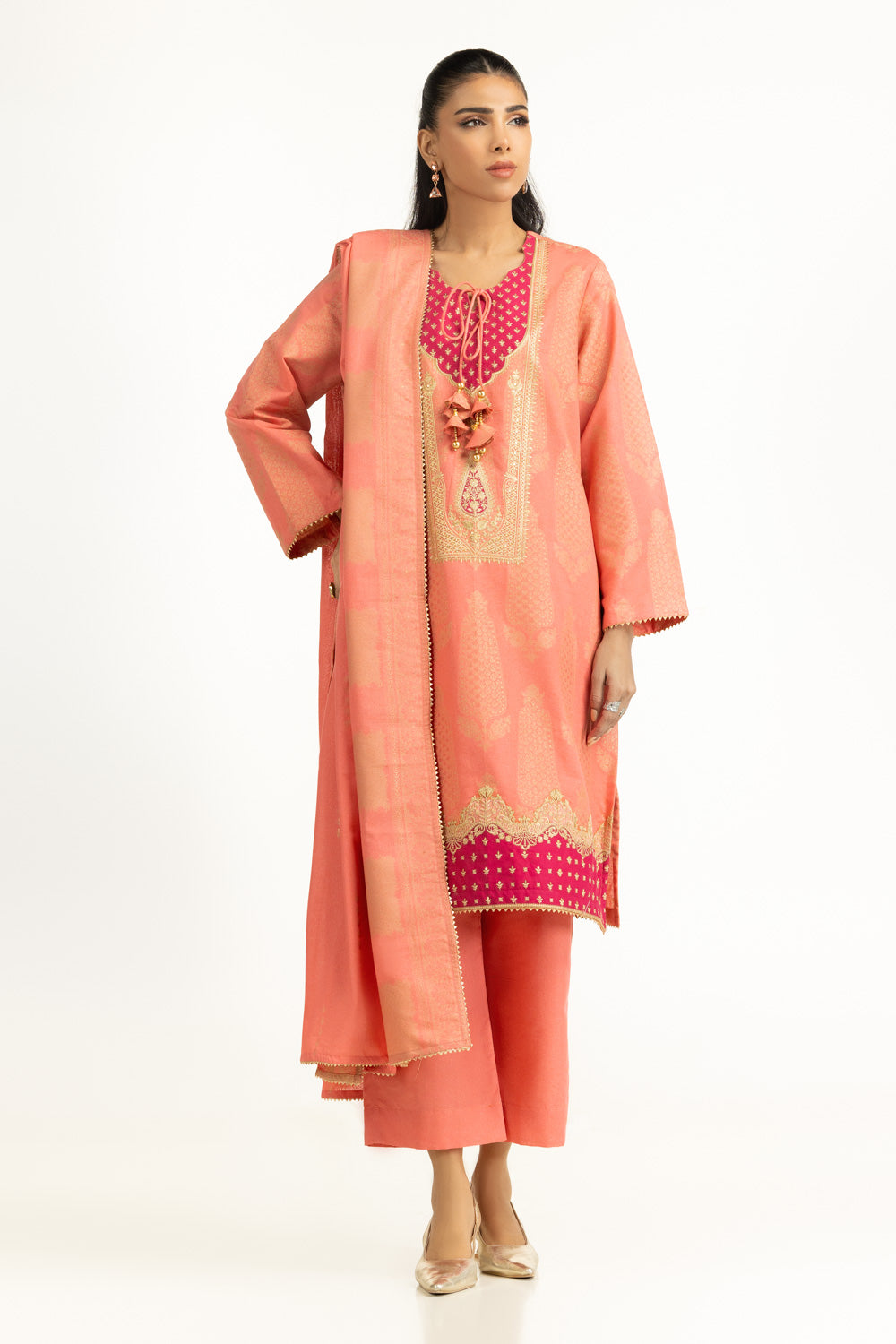3PC Karandi Jacquard Embroidered Suit IUSTKSD-1255