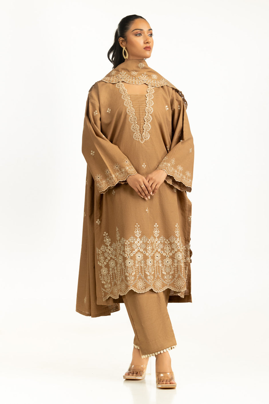 3PC Khaddar Embroidered Suit