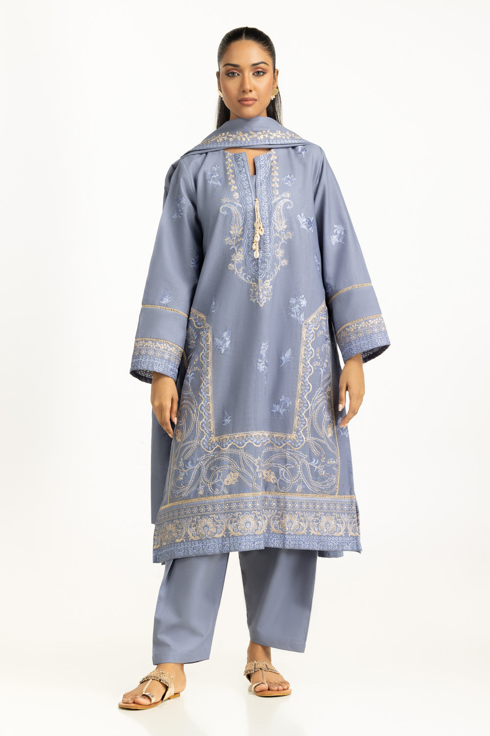 3PC Khaddar Embroidered Suit IUSTKSD-1307