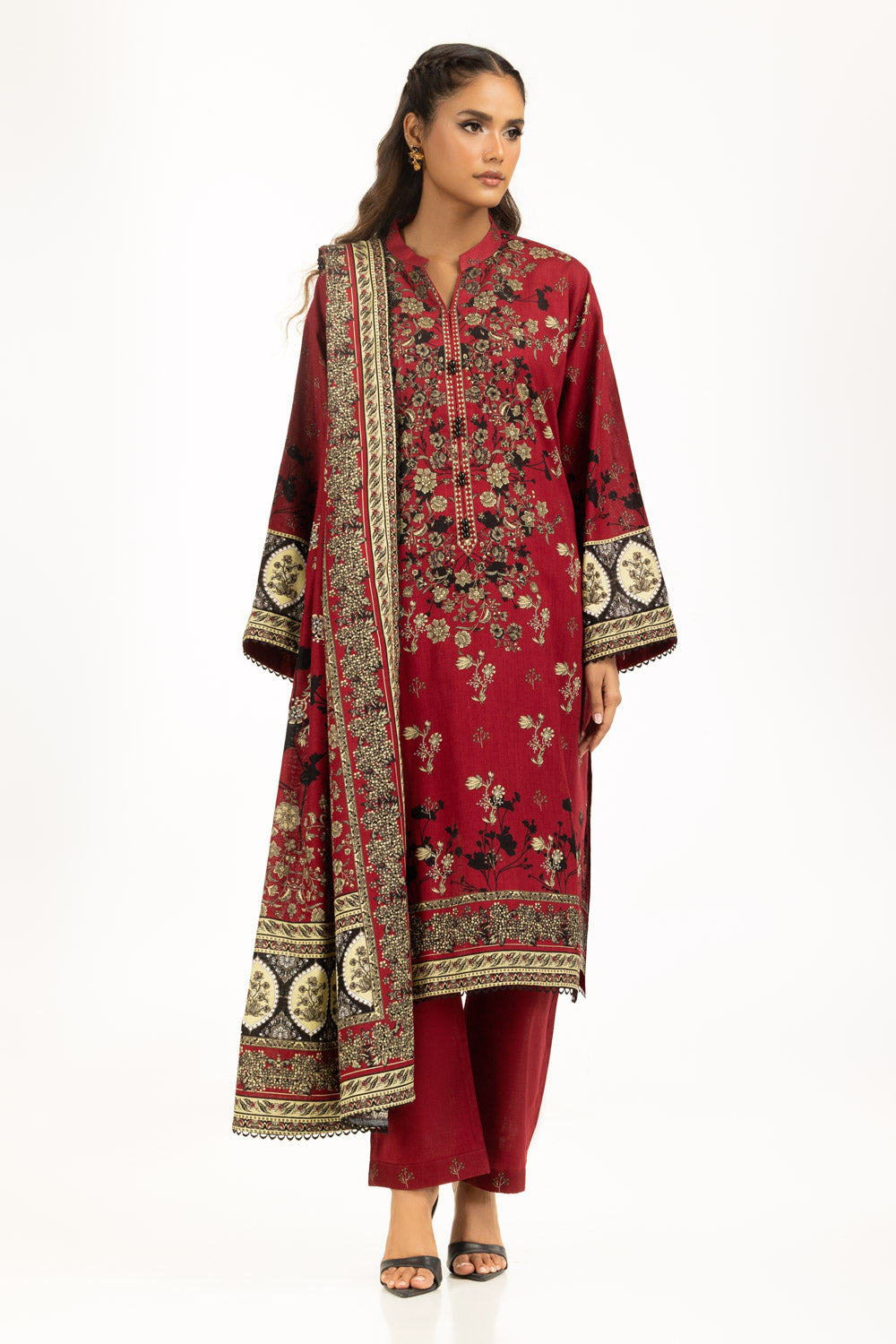 3PC Khaddar Printed Suit IUSTKSD-1076