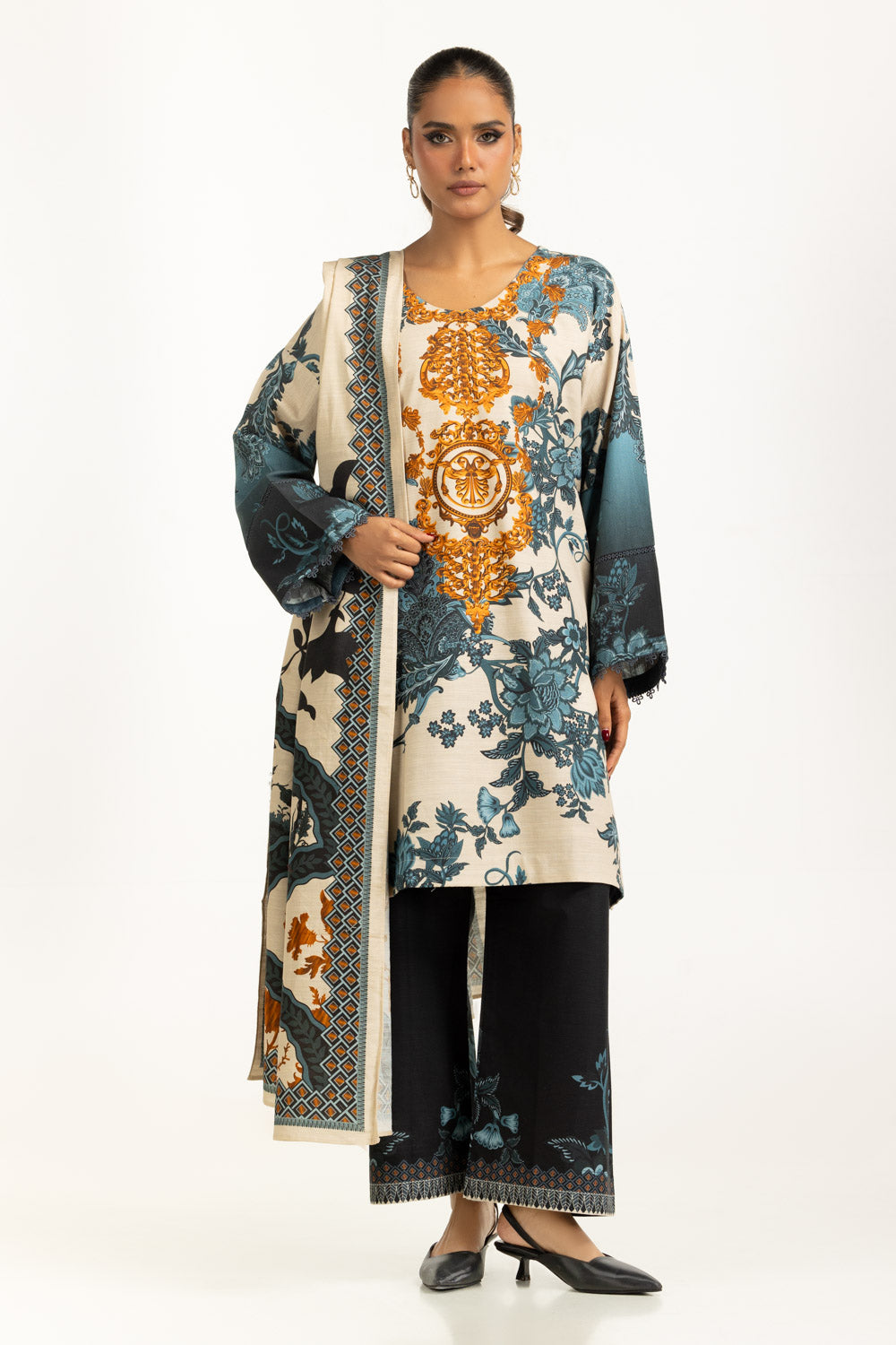 3PC Khaddar Printed Suit IUSTKSD-1196