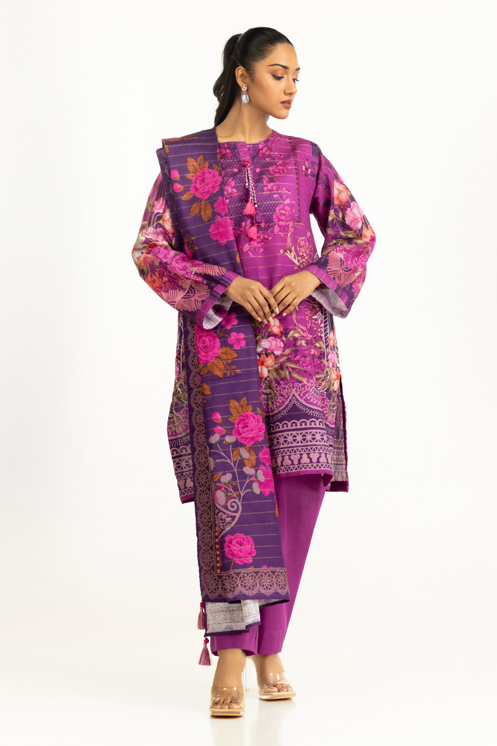 3PC Khaddar Printed Suit