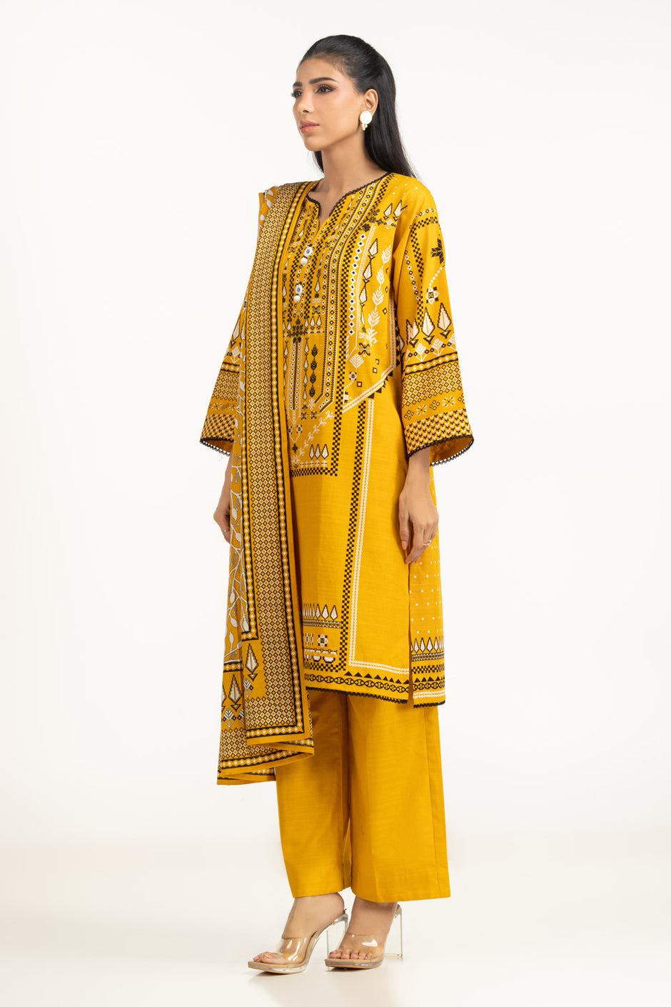 3PC Khaddar Printed Suit