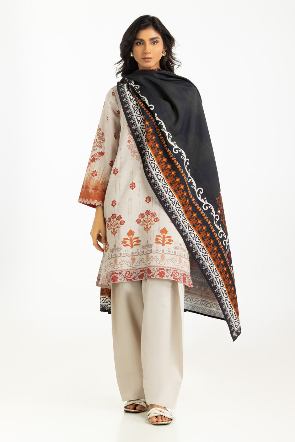 3PC Khaddar Printed Suit