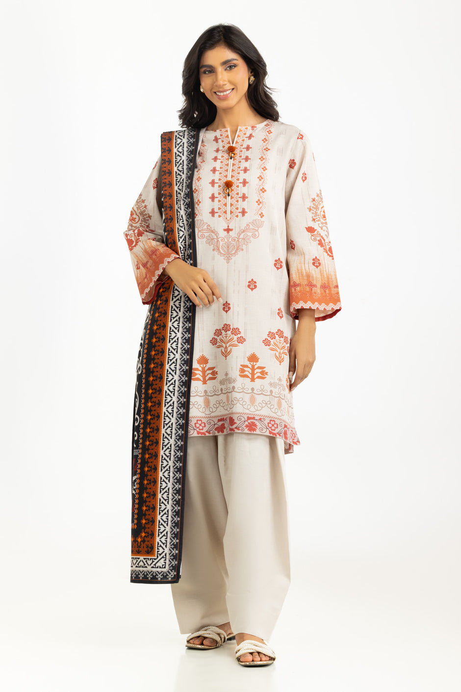 3PC Khaddar Printed Suit