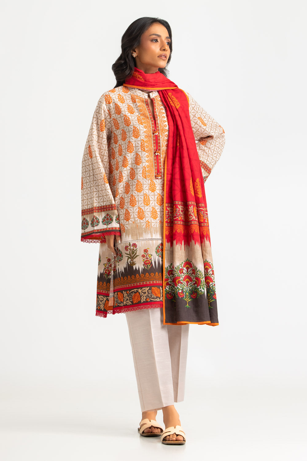 3PC Khaddar Printed Suit