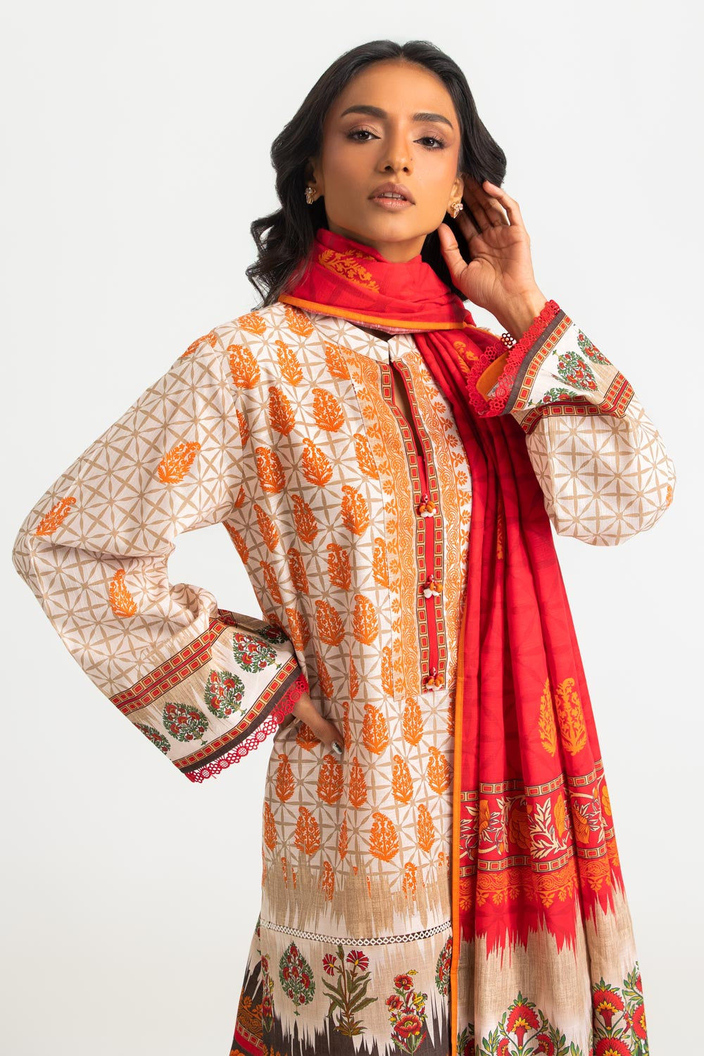 3PC Khaddar Printed Suit