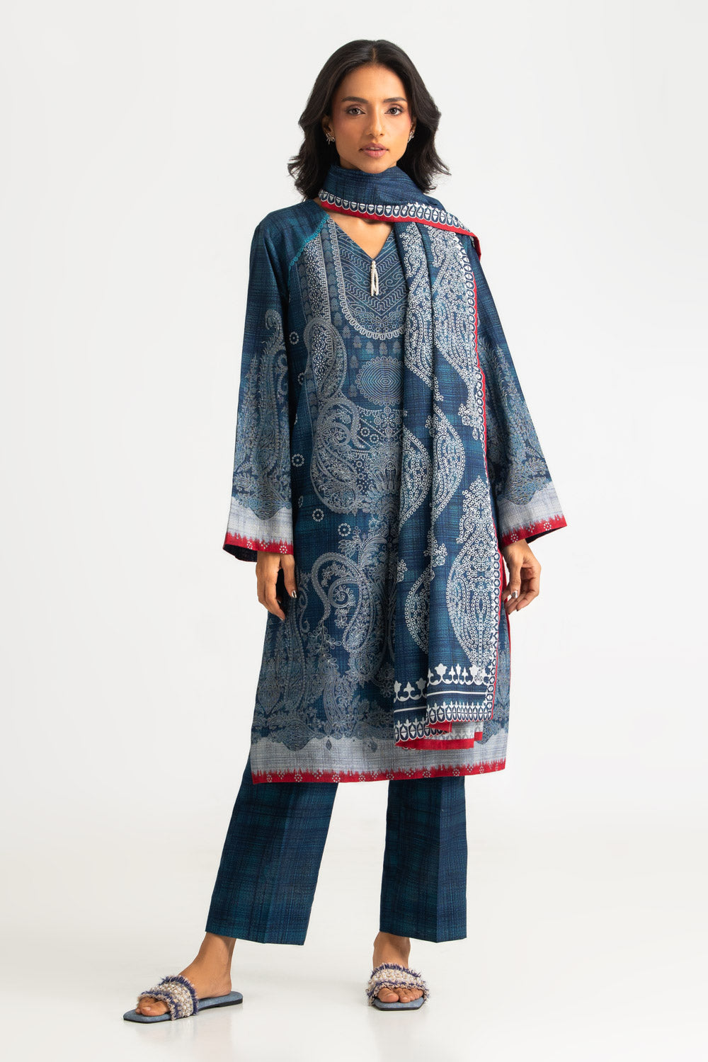 3PC Khaddar Printed Suit