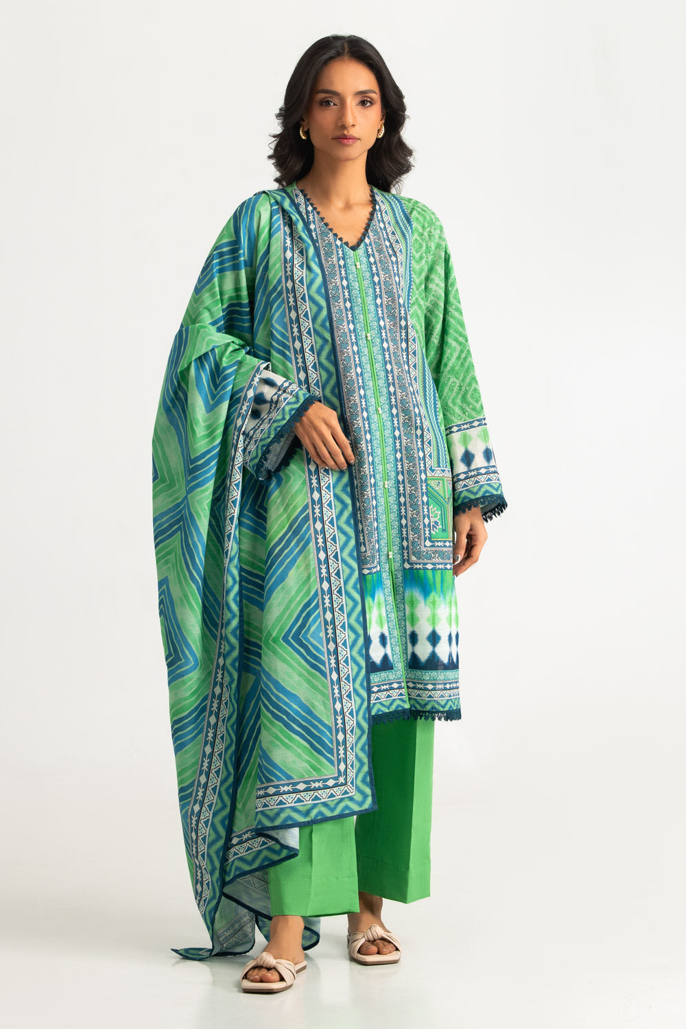 3PC Khaddar Printed Suit