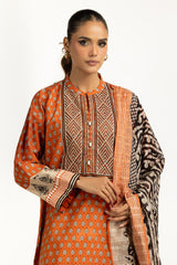 3PC Khaddar Printed Suit With Embroidered IUSTKSD-1223