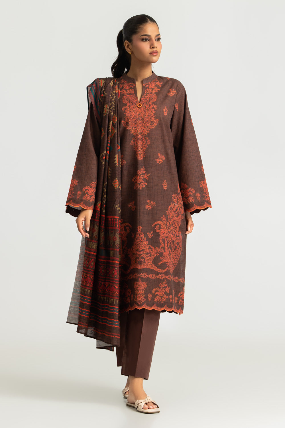 3PC Khaddar Slub Printed Suit