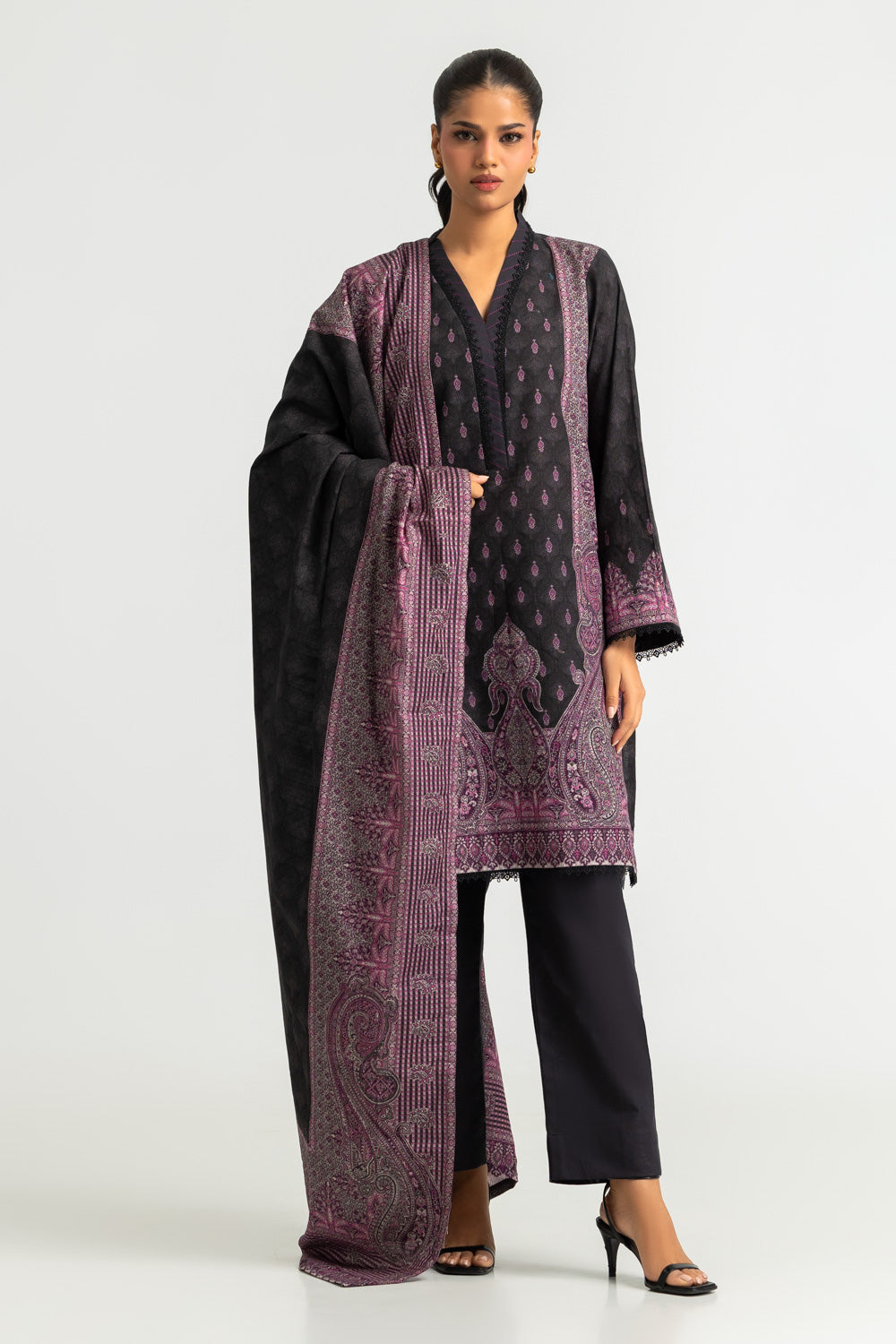 3PC Khaddar Slub Printed Suit