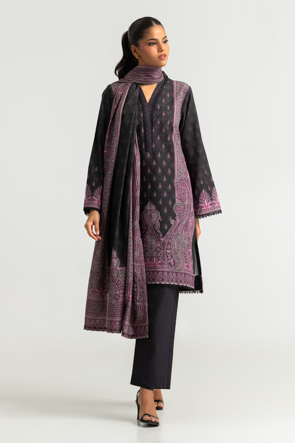 3PC Khaddar Slub Printed Suit