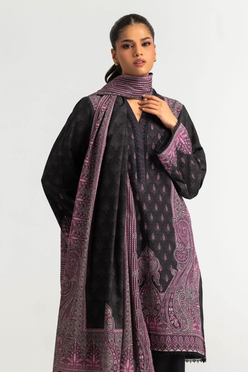 3PC Khaddar Slub Printed Suit