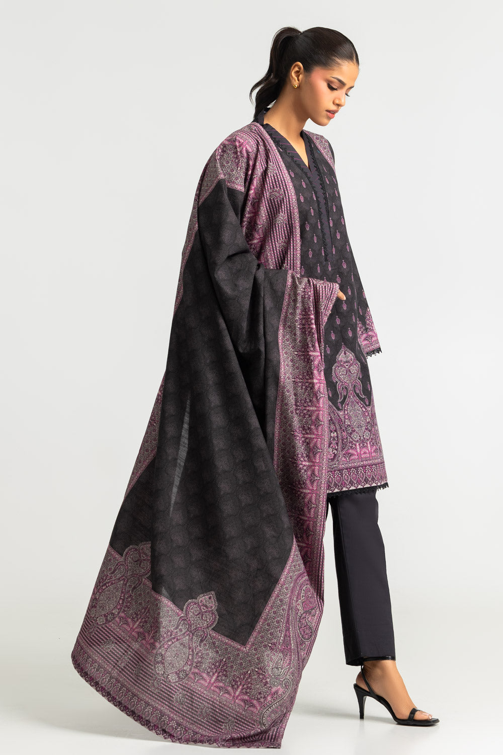 3PC Khaddar Slub Printed Suit