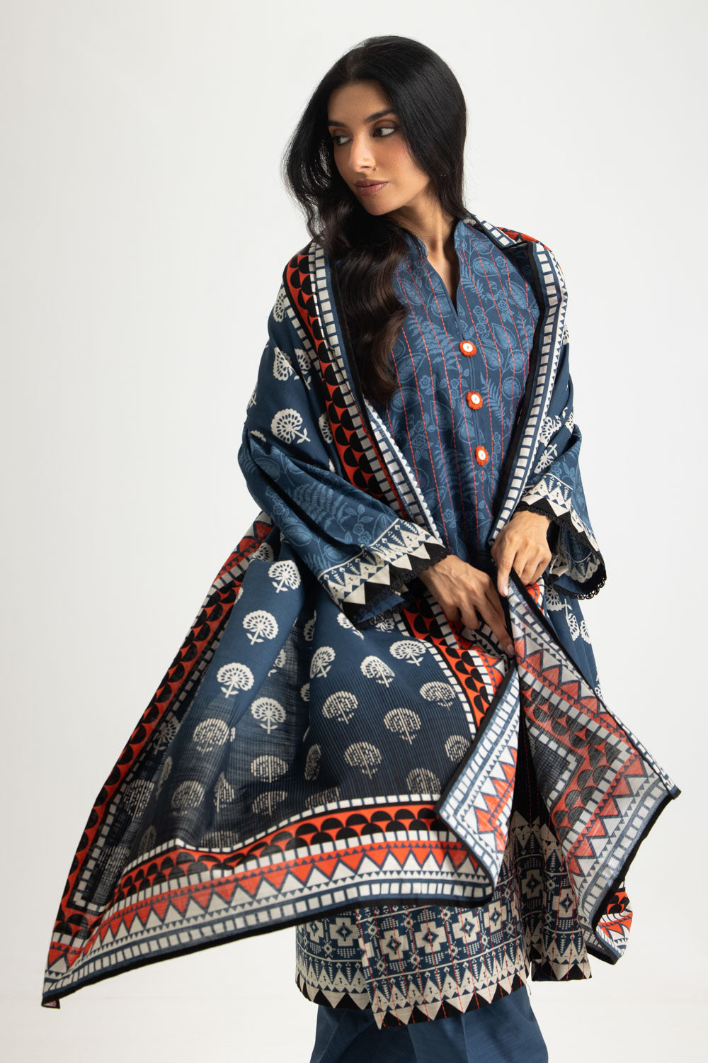 3PC Khaddar Slub Printed Suit