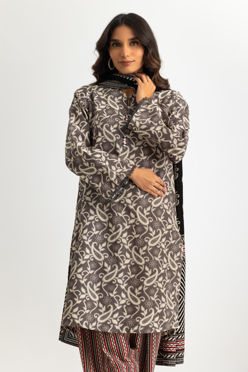 3PC Khaddar Slub Printed Suit