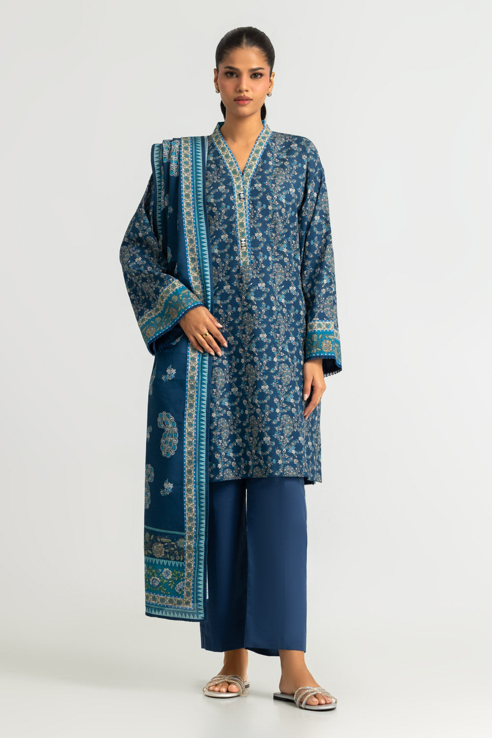 3PC Khaddar Slub Printed Suit