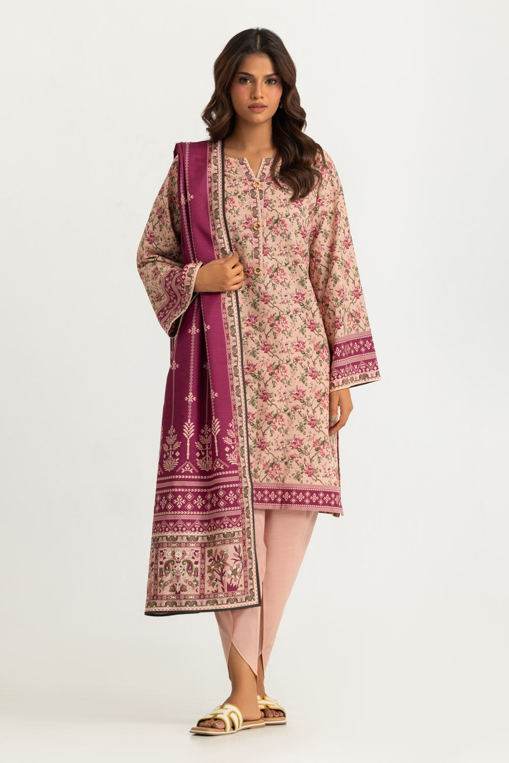 3PC Khaddar Slub Printed Suit