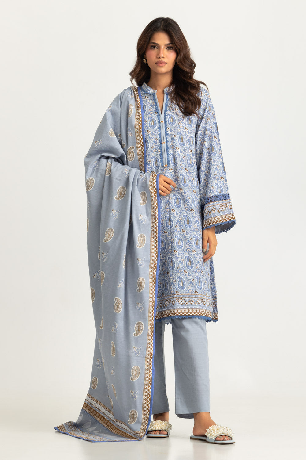 3PC Khaddar Slub Printed Suit