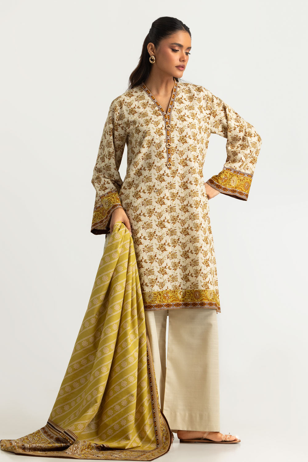 3PC Khaddar Slub Printed Suit