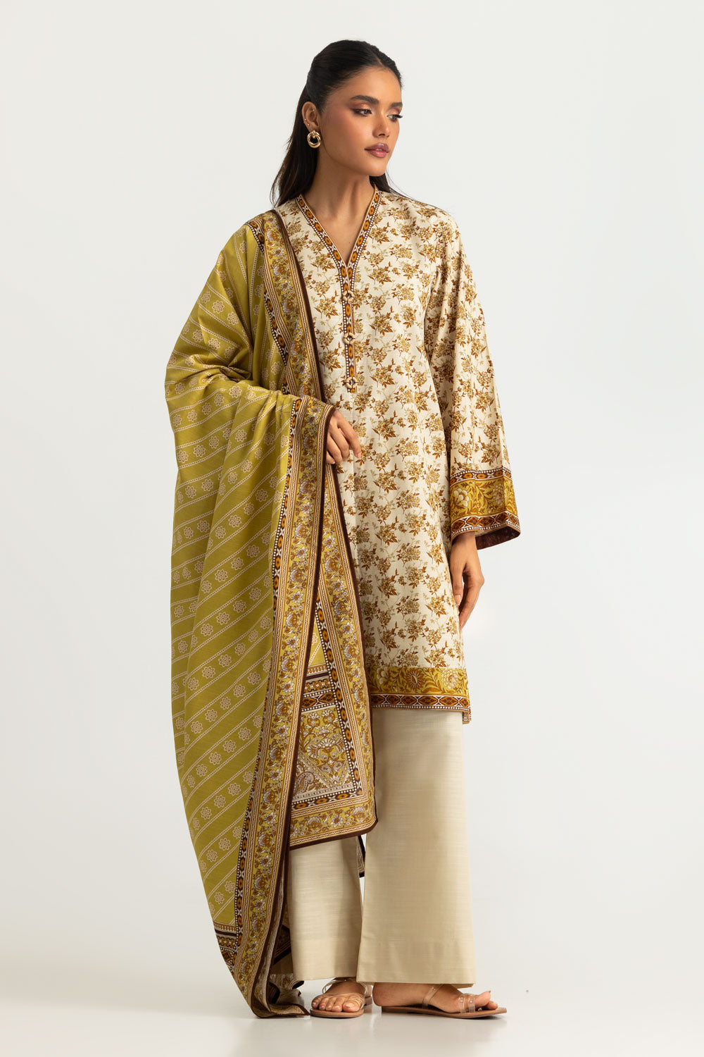 3PC Khaddar Slub Printed Suit