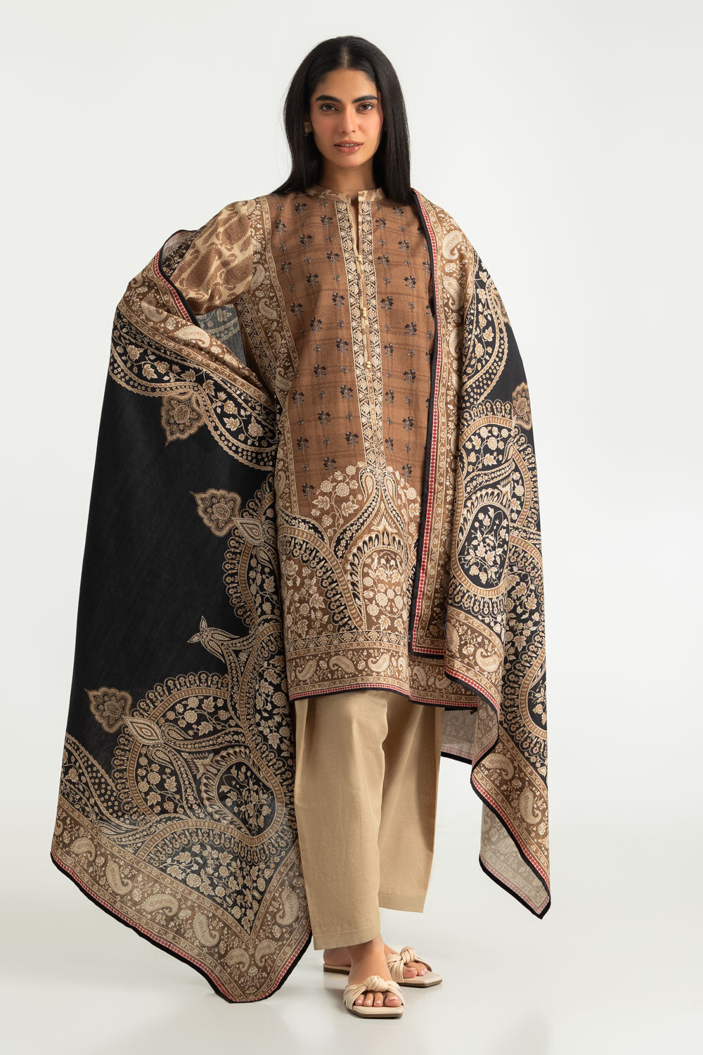 3PC Khaddar Slub Printed Suit