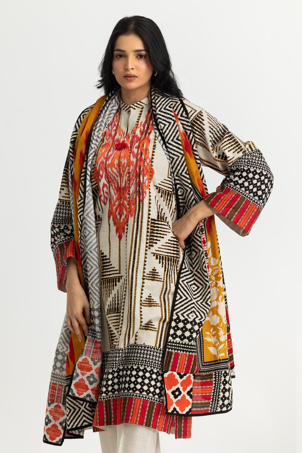 3PC Khaddar Slub Printed Suit