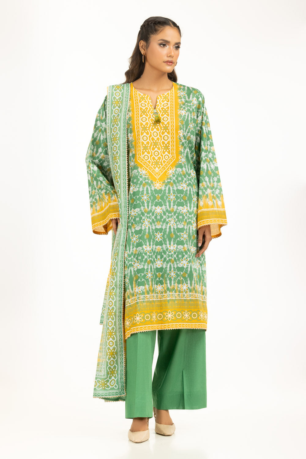 3PC Lacquer Printed Lawn Suit IUSTKSD-2002