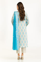 3PC Lacquer Printed Slub Yarn Suit IUSTKSD-1079