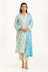 3PC Lacquer Printed Slub Yarn Suit IUSTKSD-1079